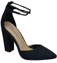 Breckelle's Women's Self-Tie Ankle Wrap Pointed Toe Platform Pump Heel