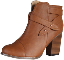 Chase & Chloe Women's Andrea-1 Chunky Heel Strappy Ankle Boot