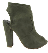Delicious Peep Toe Open Back Heel Stacked Platform Chunky Heel Bootie