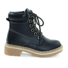 Children Fashion Work Bootie Lace Up Lug Threaded Sole, Kid Girl Boy