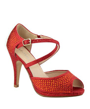 Bella Marie Shania-1 Women's peep toe rhinestone glitter crossing strap dance sandals