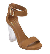 CARGO! Women's Sexy Ankle Strap Block Chunky Clear Perspex Heel Sandals