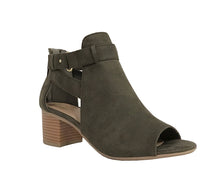 City Classified Women's Cutout Side Strap Mid Black Chunky Heel Fashion Ankle Bootie Boots