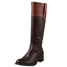 Refresh Alto-03 Women's Low Heel Side Zipper Knee High Two Tone Riding Boots