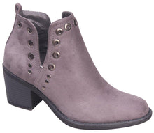 Betani Women's Side Cut Out Metallic Studded Chunky Stacked Heel Ankle Bootie