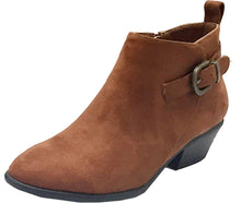 Wild Diva Women's Manny-24 Buckle Stacked Low Heel Ankle Bootie
