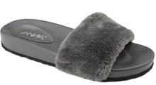 Anna Shoes Women's Slip on Faux Fur Trim Flat Slipper Sandals