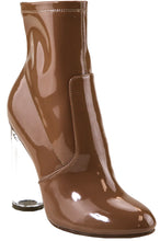 Bella Marie Women's Closed Toe Cylindrical Lucite Heel Mid-Calf Sock Boot