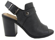 Soda Women's Slingback Stacked Chunky Heel Peep Toe Bootie