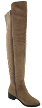 Top Moda Women's Closed Round Toe Zipper Low Heel Over the Knee Boot
