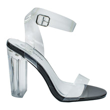 Womens Lucite Clear Cinderella Block Heel Transparent Sandal Slides-Sandals