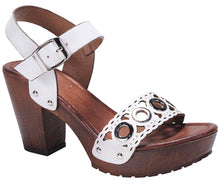 Nature Breeze Women's Grommet Cutout Scalloped Chunky Stacked Heeled Sandal