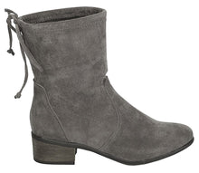 Breckelle's Women's Closed Toe Back Tie Drawstring Mid-Calf Block Heel Boot