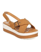 Women Leatherette Platform Wedge Sandal - Two Tone Wedge - Slingback Heel Sandal - GH62 By Nature Breeze