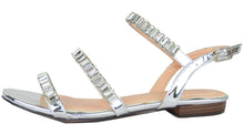 Chase & Chloe Women's Strappy Rhinestone Slingback Flat Sandal