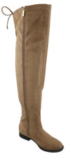 Top Moda Women's Over the Knee Drawstring Stretch Flat Block Heel Boot