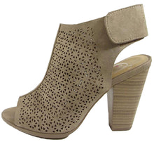 Delicious Women's Cutout Peep Toe Velcro Closure Stacked Chunky Heel Bootie