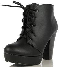 Soda Women's Agenda Ankle Lace Up Platform Chunky Heel Ankle Bootie, Camel, 8 M US