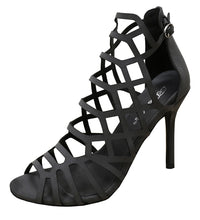 Breckelle's Women's Geometric Laser Cutout Stiletto Heel Open Peep Toe Sandal