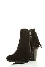 Breckelle's Womens Almond Toe High Chunky Heel Tassel Fringe Ankle Bootie Boot