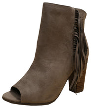 Breckelle's Women's Tassel Fringe Peep Toe Stacked Chunky Heel Bootie