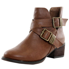 Breckelles Bronco-11 Chunky High Heel Buckle Ankle Booties Boots