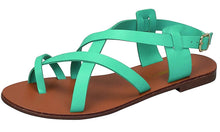 Breckelles Women's Strappy Gladiator Ankle Wrap Flat Sandal