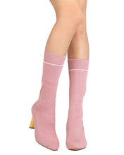 Cape Robbin GB55 Women Sweater Mid-Calf Pointy Toe Oval Heel Sock Boot