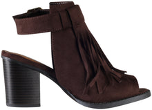 Soda Women's Oxford Fringe Tassel Peep Toe Buckle Slingback Bootie