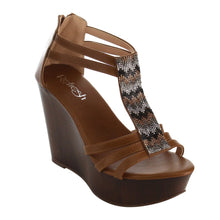Refresh IE24 Women's T-strap Back Zipper Platform Wedge Sandal