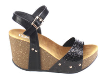 Refresh Women's Mara-08 Platform Cork Wedge Glitter