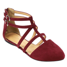 Betani FC42 Women's Double Ankle Strap T-strap Ballerina Flats Half Size Big