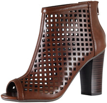 City Classified by Soda Women's Fannie Caged Laser Cut Zip Back Bootie