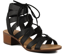 City Classified Mousse Strappy Lace Up Low Heel Sandal