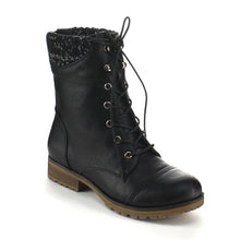 Refresh Women's Sweater Cuff Lace Up Combat Boots