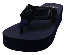 Yellow Box Women's Edeva Metallic Glitter Platform Wedge Flip Flop Sandal