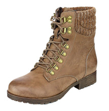 Refresh Women's Wynne-07 Knit Cuff Lace Up Combat Winter Boot