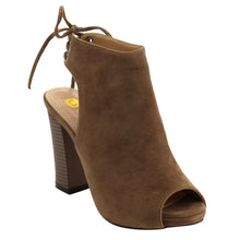 Chase & Chloe EC79 Women's Back Lace Up Cut Out High Block Heel Ankle Booties