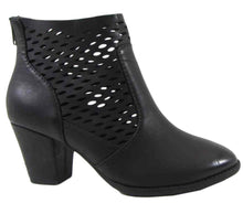 City Classified Women's Miami Perforated Laser Cut Chunky Heel Bootie