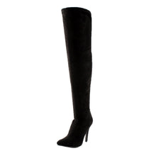 Breckelle's Beverly-15 Women Faux Suede Pointy Toe Stiletto Heel Thigh High Boot