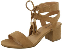 Top Moda Women's Tassel Stacked Block Heel Gladiator Sandal