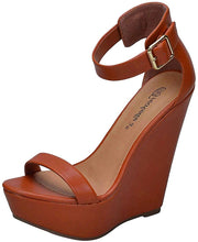 Breckelle's Women's Open Toe Ankle Strap Platform Wedge Sandal