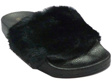 Wild Diva Women's Faux Fur Flip Flop Slide Flat Sandal