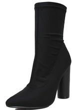 Cape Robbin Women's Pointy Toe Lycra Elastic Pull on Ankle Bootie Heel Boot