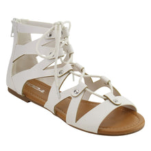 Soda Women's Open Toe Lace Up Strappy Ankle Flat Sandals