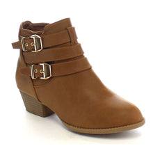 Top Moda Cl-14 Women's Buckle Straps Stacked Low Heel Ankle Booties