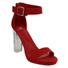 CARGO! Women's Sexy Ankle Strap Block Chunky Clear Perspex Heel Sandals