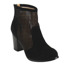 Chase & Chloe EC48 Women's Laser Cut Out Back Zipper Mid Stacked Ankle Booties