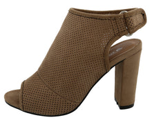 Top Moda Women's Perforated Cutout Laser Chunky Stacked Heel Ankle Bootie