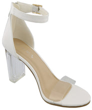 Top Moda Women's Clear Ankle Strappy Chunky Lucite High Heel Back Zip Sandal